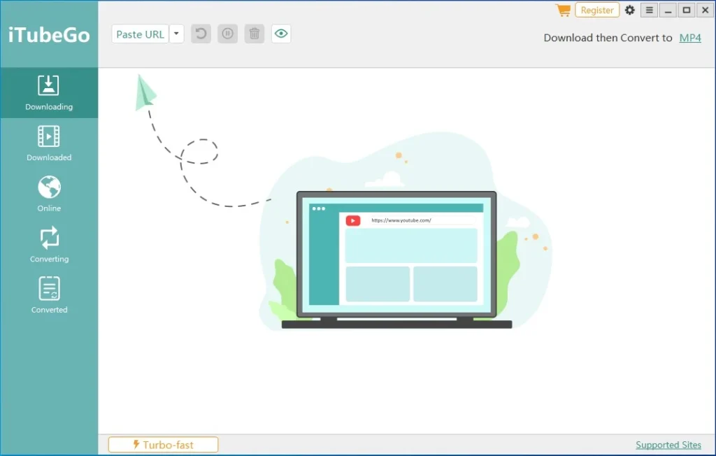 Screenshot of a YouTube to MP4 converter named iTubeGo